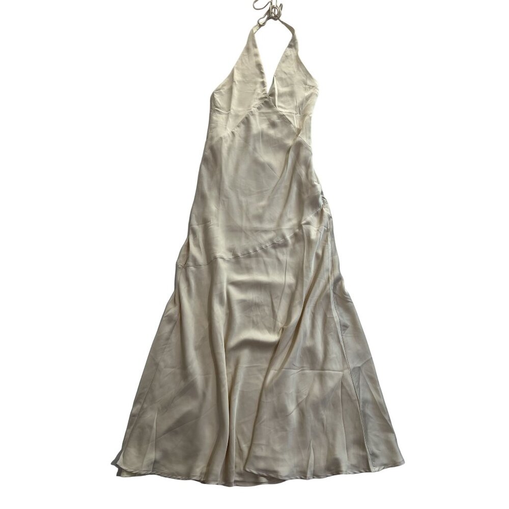 NWT MESHKI Geena Halter Midi Dress in Sand